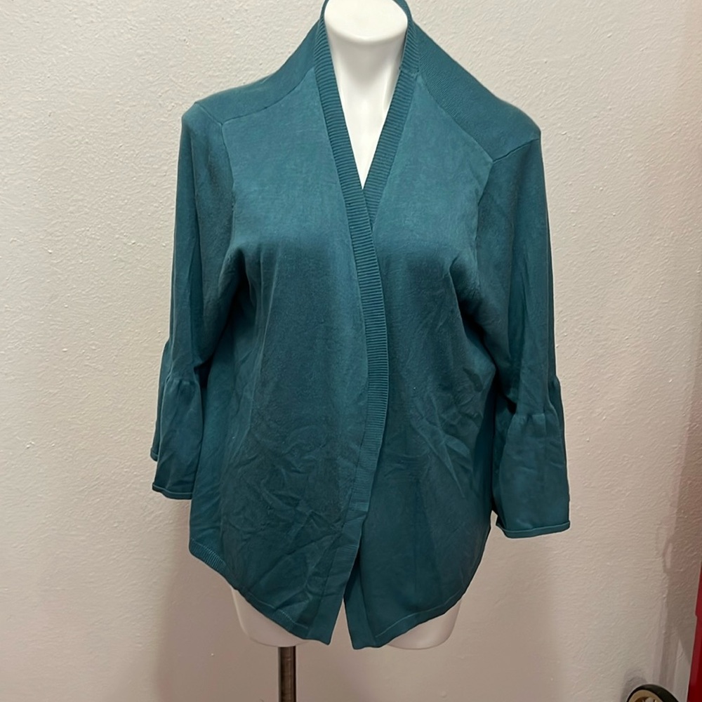 Time and Tru Teal Bell Sleeved Cardigan Sz XXL 20